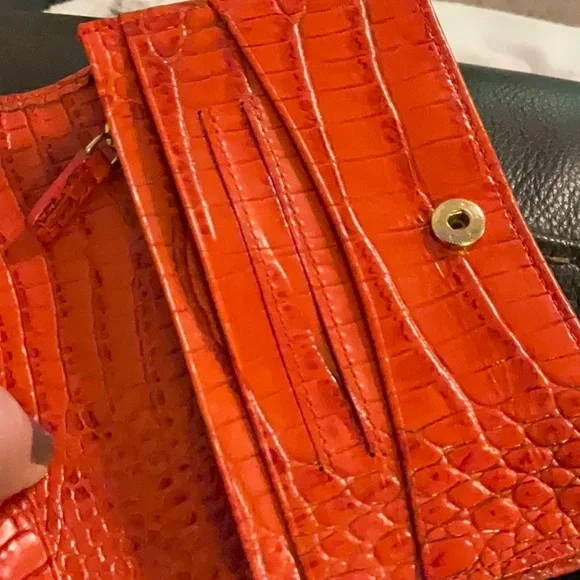 Brahmin Red-Orange Embossed Wallet/Wristlet. - Picture 6 of 14